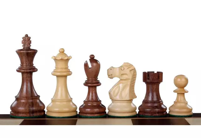 Reykjavik Acacia/Boxwood chess pieces 4''