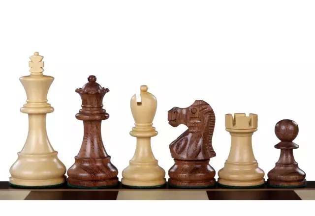 Reykjavik Acacia/Boxwood chess pieces 4''