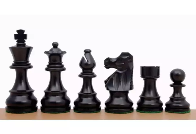 French Staunton Ebonised 3,5" chess pieces