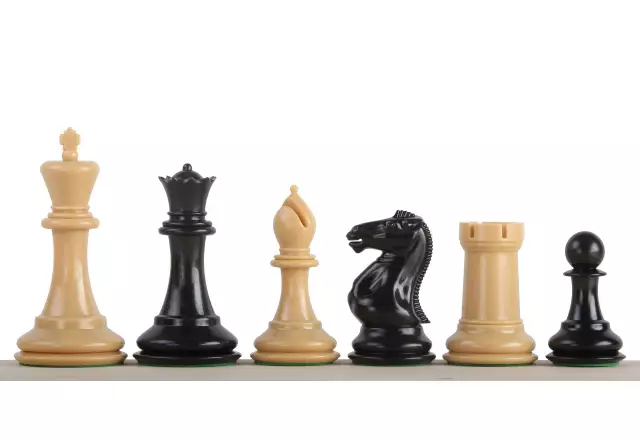 Exclusive Staunton chess figures No. 6, cream/black, metal weighted (king 95 mm)