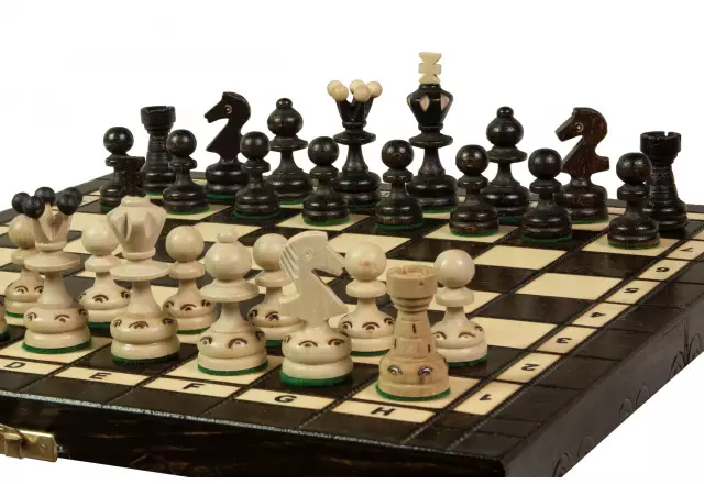 Pearl 35 cm wooden chess set - with insert tray