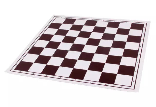 Vinyl roll-up chess board, white/brown