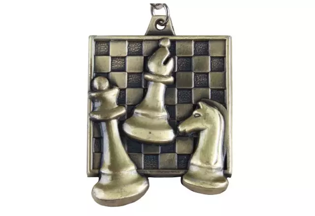 Set of 3 chess medals - gold/silver/bronze - square medal
