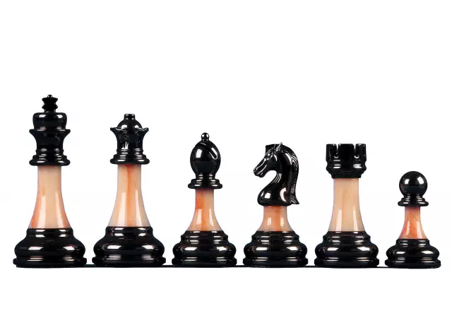 Metallised 3.5 inch chess figures with 'stone' shaft - heavy