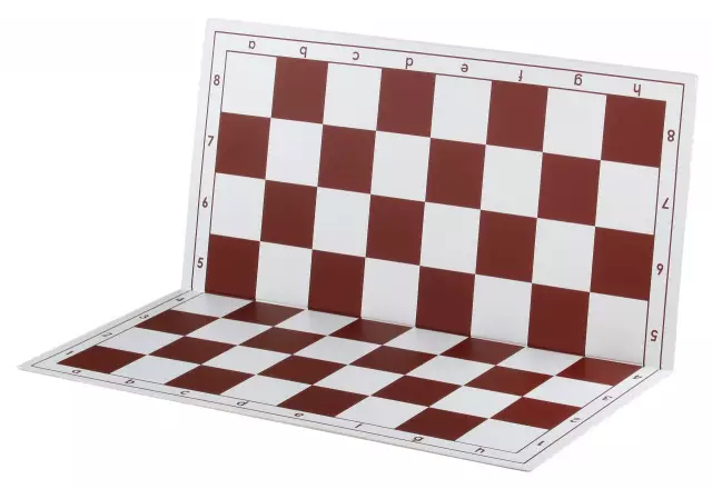 Plastic chessboard, foldable, white/red, 58 mm square