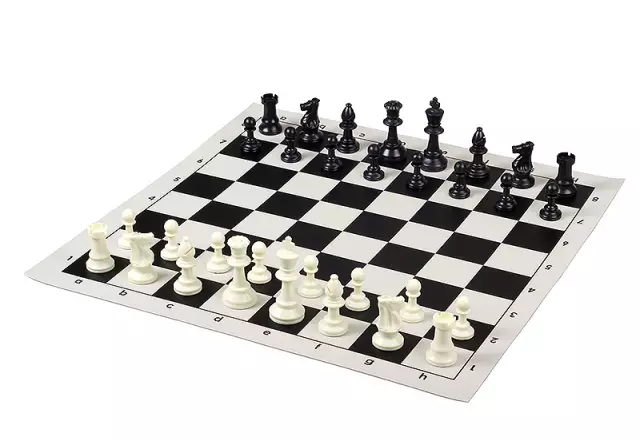 School chess set (metal weighted figures + rolling chessboard)