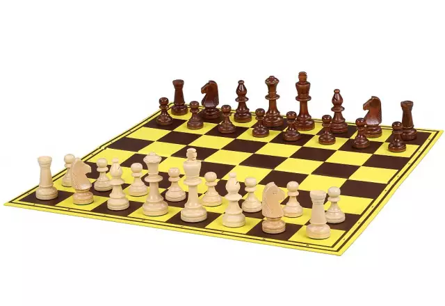 Tournament set - wooden figures No. 5 with a cardboard chessboard 55 mm field